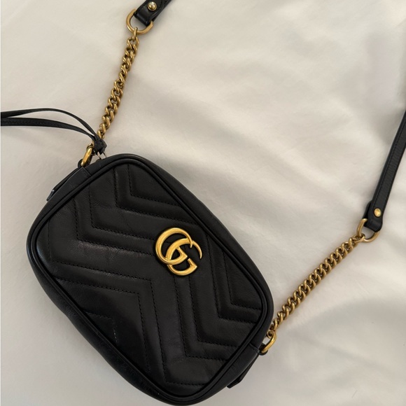 Authentic Gucci Black Mini GG Marmont Camera Bag EUC - Picture 5 of 15
